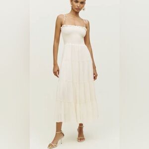 Reformation Nira tiered midi Dress size small in ivory
